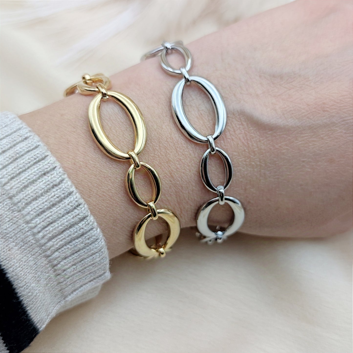 Bracciale catena ovale silver