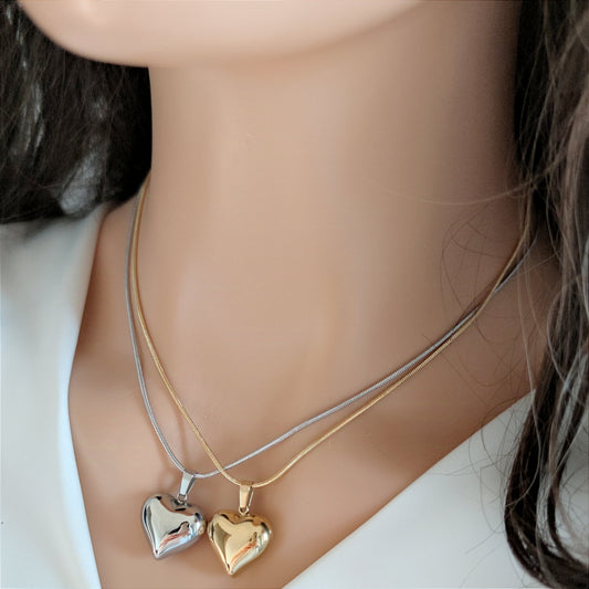 Collana cuore bombato gold