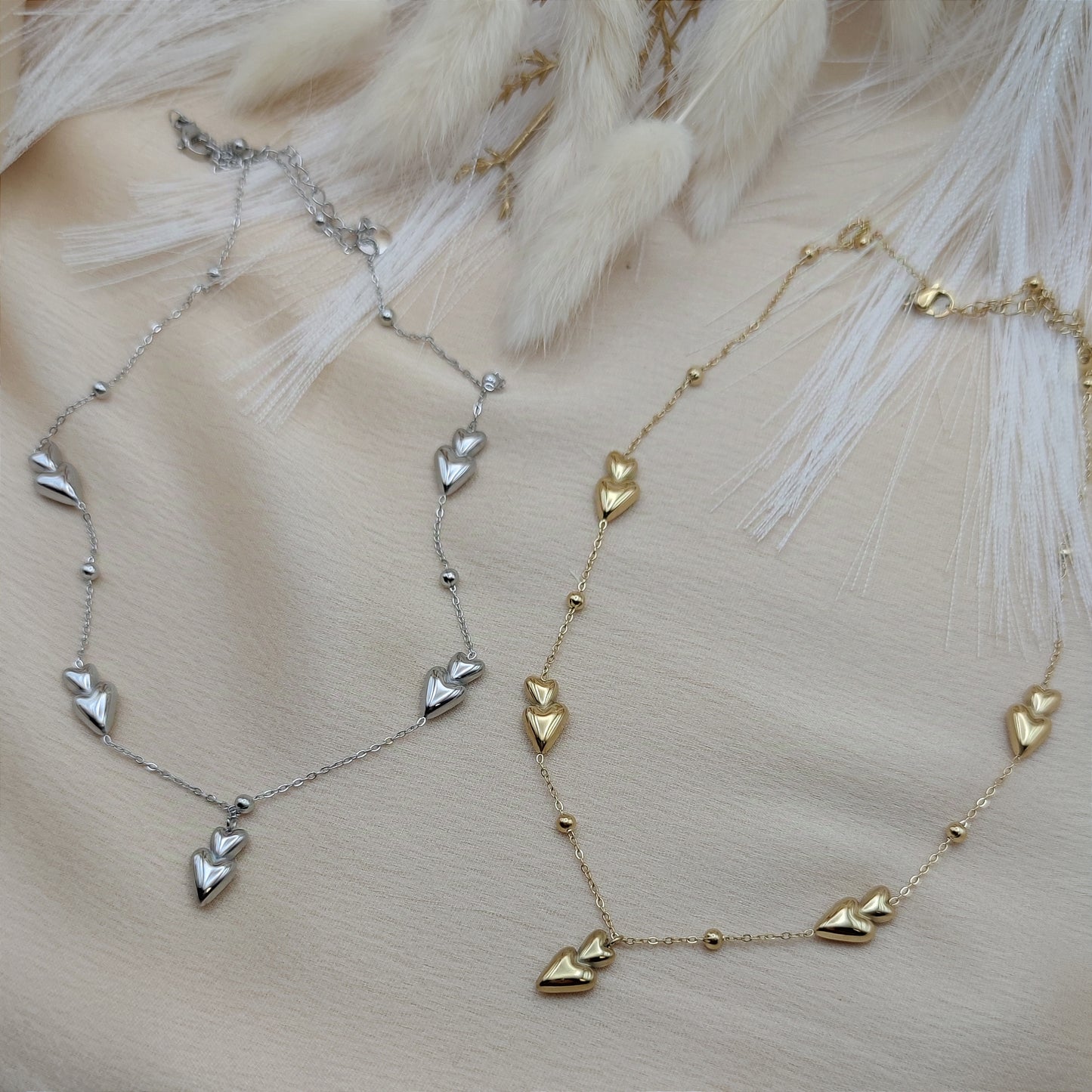 Collana cuori slim silver