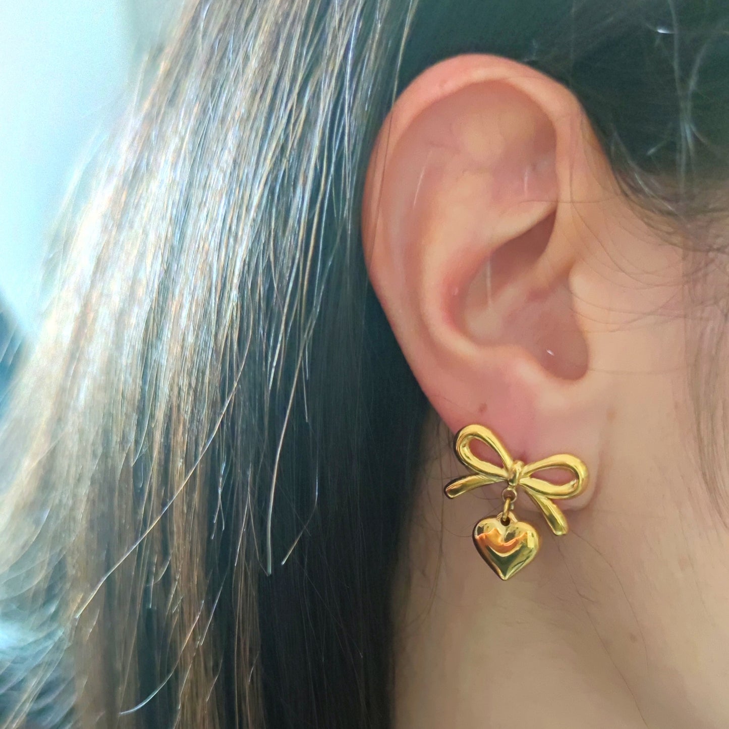 Orecchini fiocco cuore gold