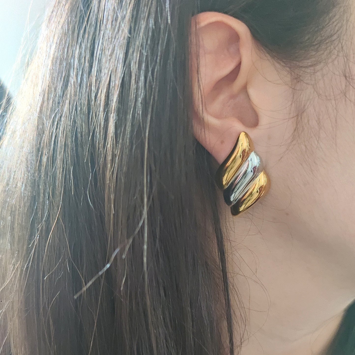 Orecchini foglia bicolor