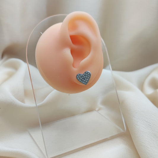 Orecchini cuoricini strass silver