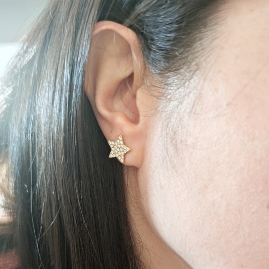 Orecchini stellina strass gold