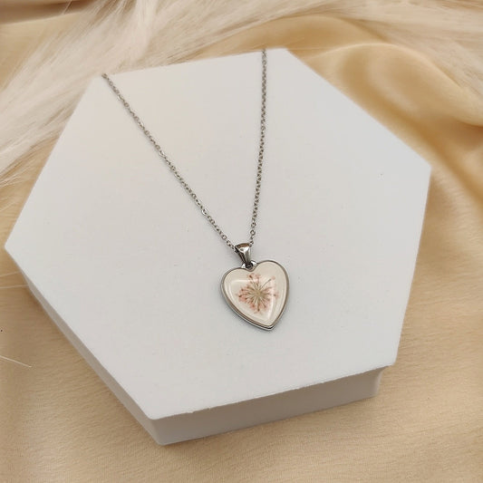 Collana fiore cuore silver