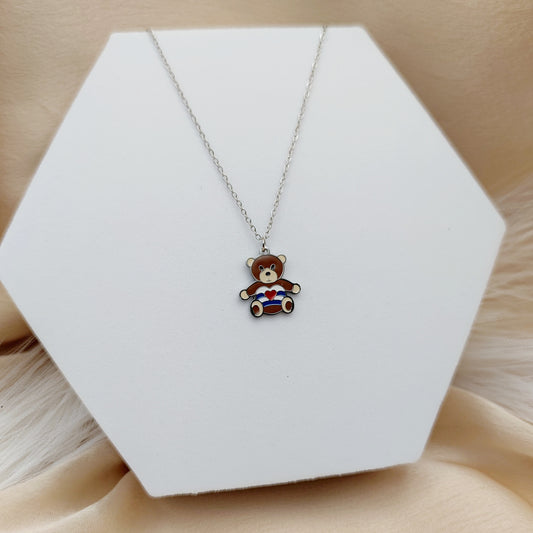Collana orsetto smaltato silver