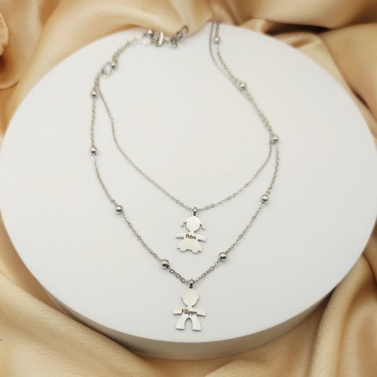 Collana due fili con due bebè