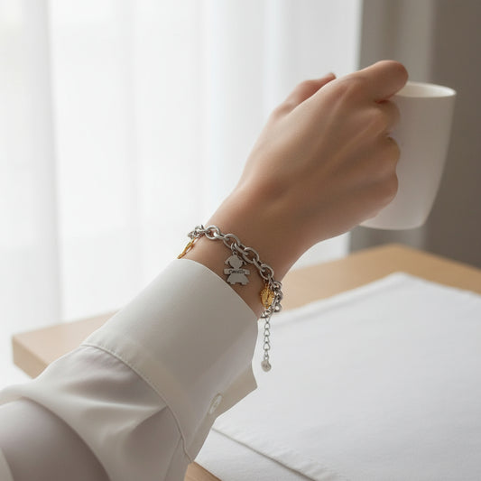 Bracciale bebè silver charms bicolor