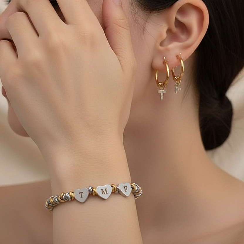 Bracciale nodini tre cuori PERSONALIZZABILE