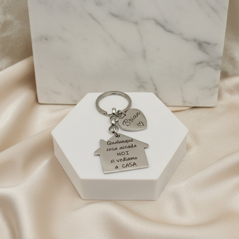 Portachiavi casetta e cuore PERSONALIZZABILE
