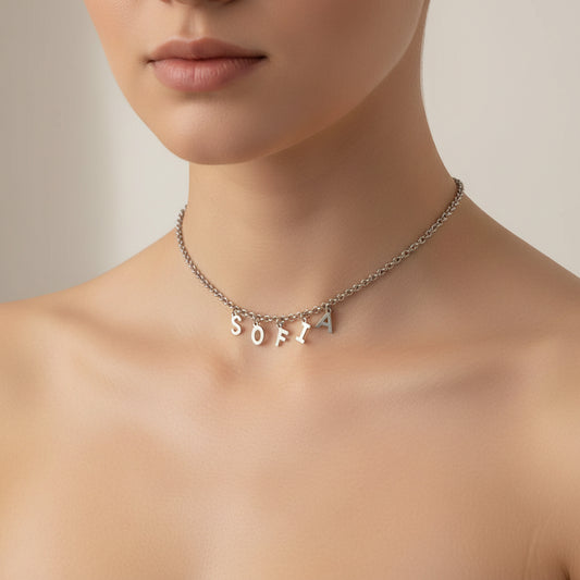 Collana con letterine lucide silver PERSONALIZZABILE a partire da €15,90