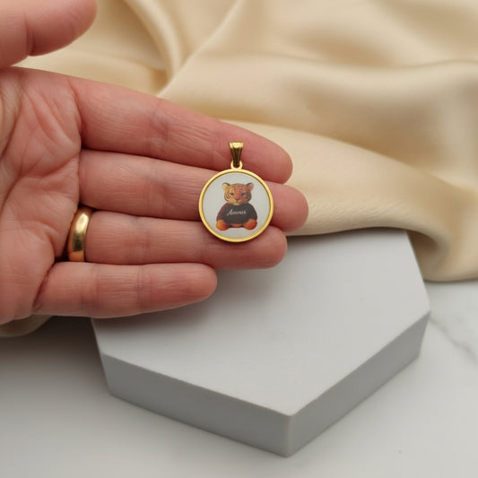 Ciondolo tigro amour incisione retro PERSONALIZZABILE