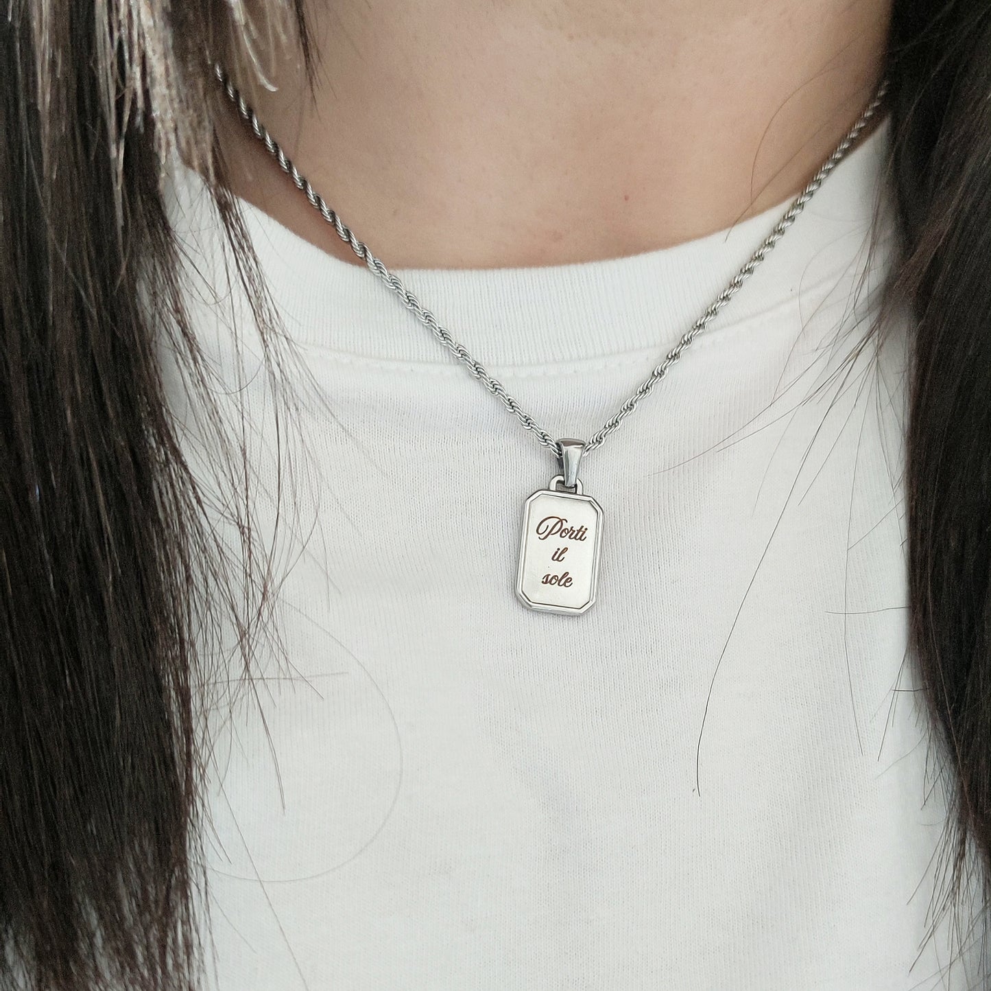 Ciondolo rettangolino silver PERSONALIZZABILE