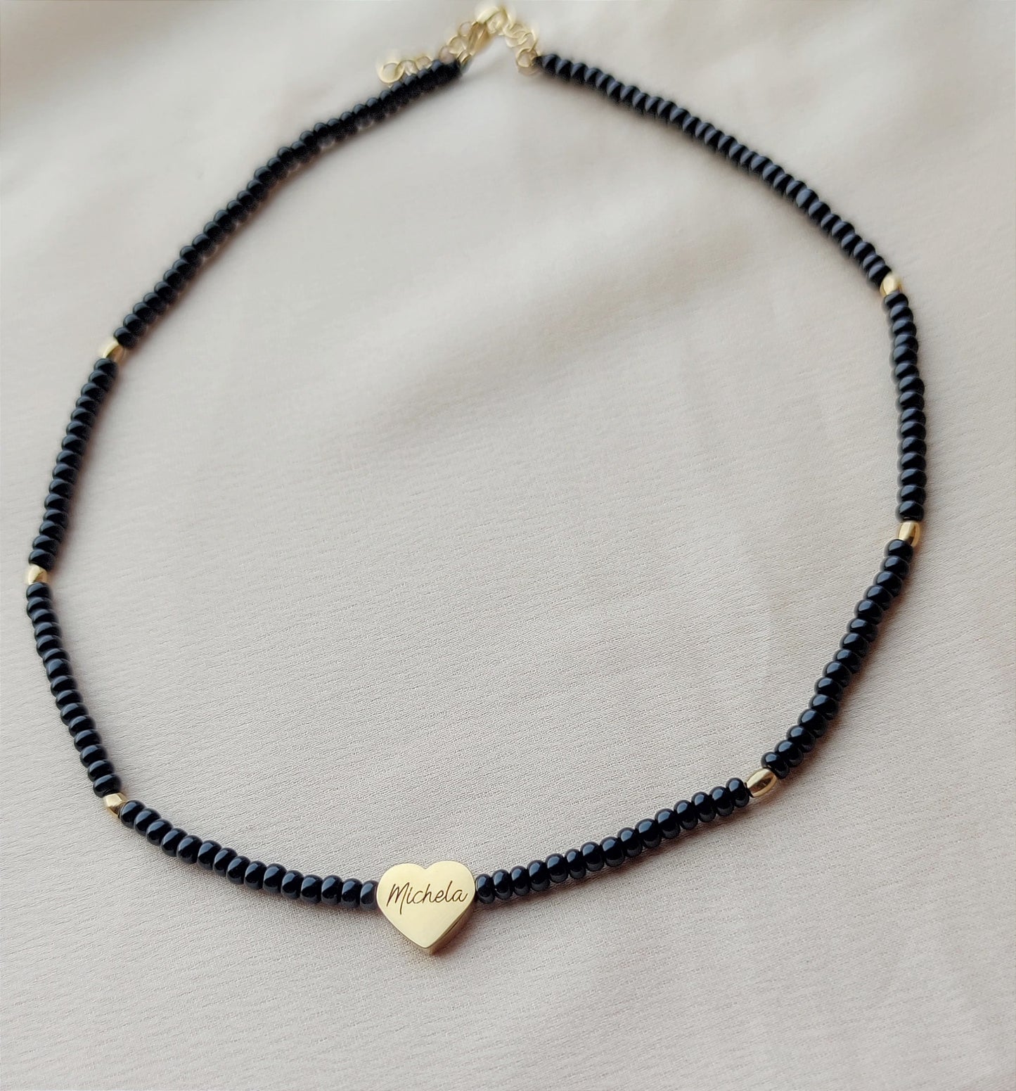 Collana cuore rocailles PERSONALIZZABILE