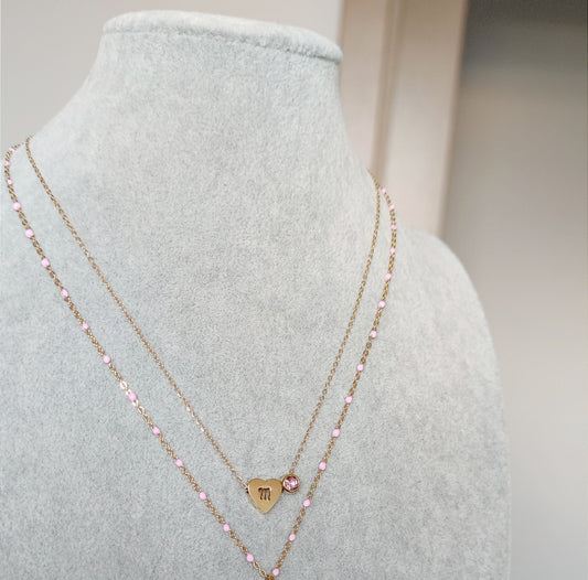 Collana due fili doppio cuore PERSONALIZZABILE