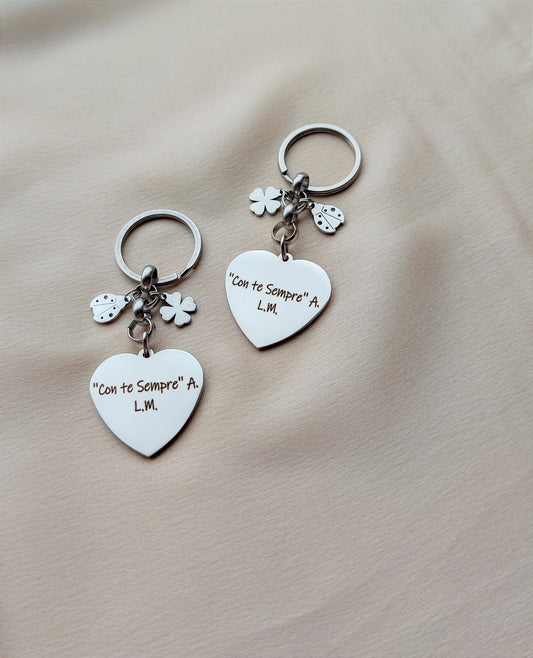 Portachiavi cuore due charms