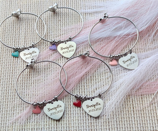 Bracciale cuore charm PERSONALIZZABILE