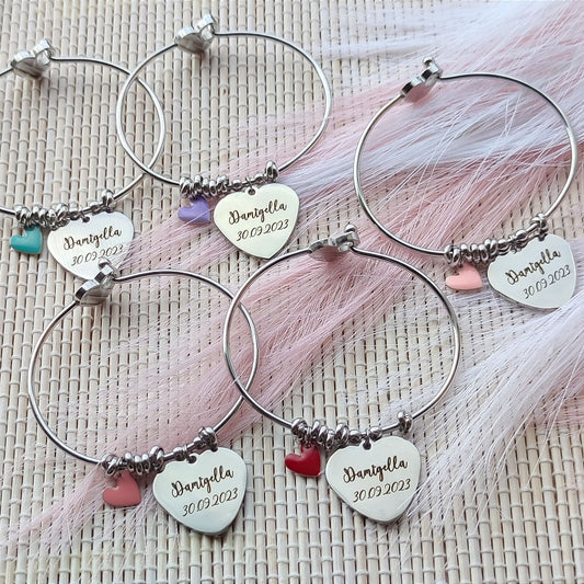 Bracciale cuore charm PERSONALIZZABILE