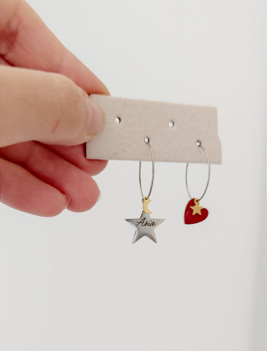 Orecchini stella e cuore PERSONALIZZABILI