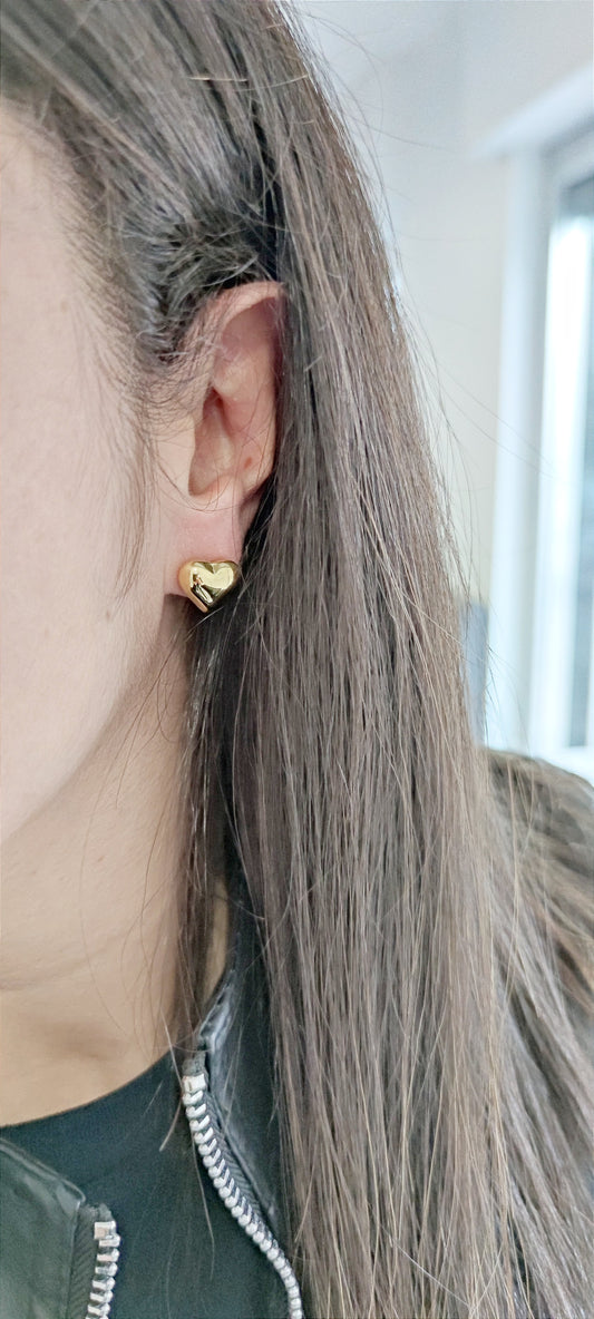 Orecchini cuore bombato Gold