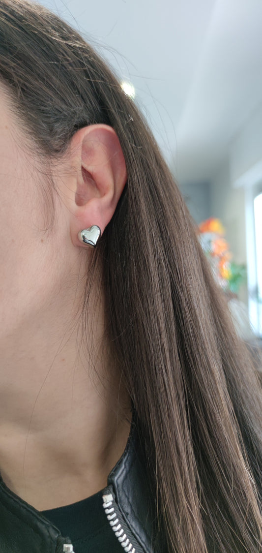 Orecchini cuore bombato silver