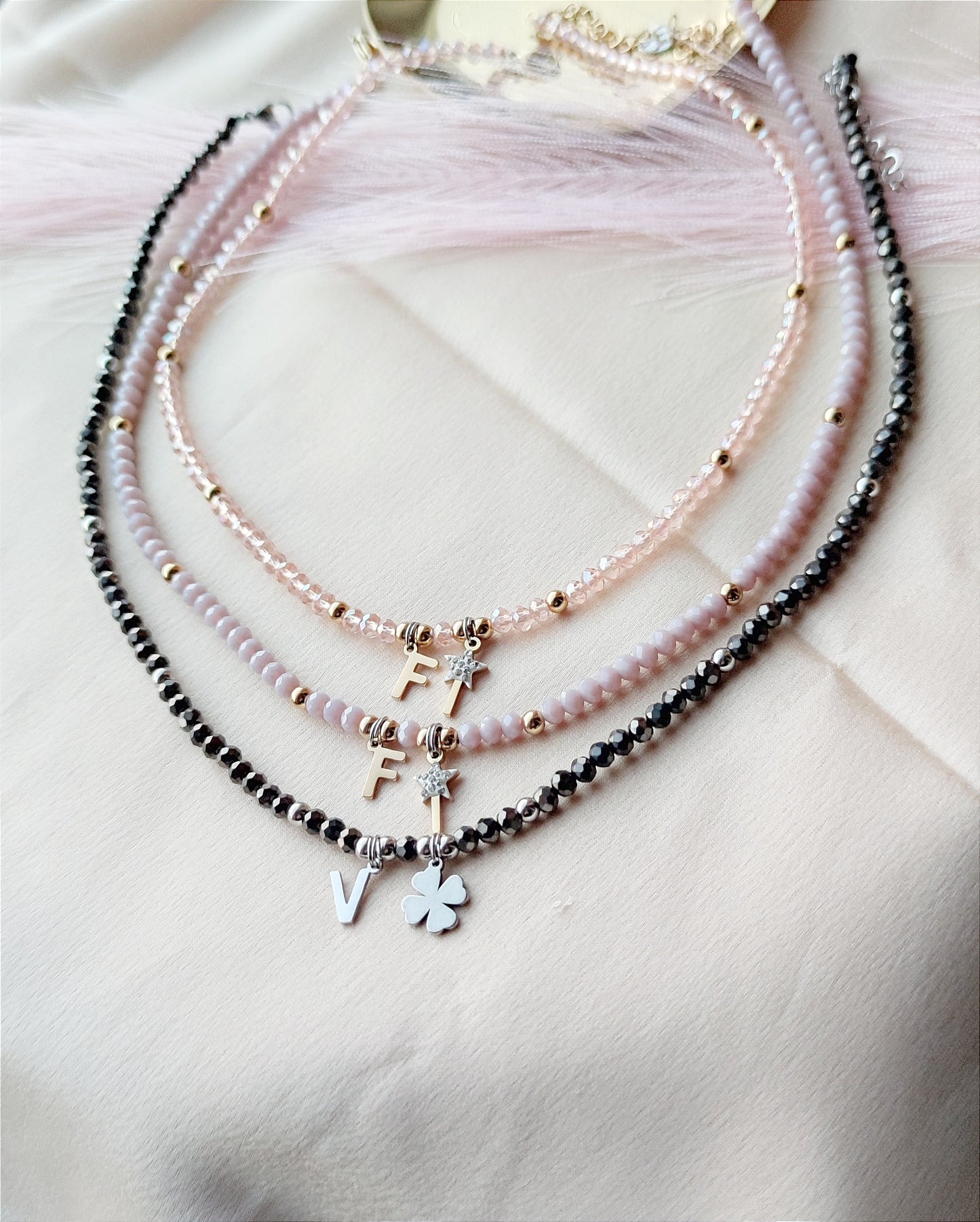 Collana cristalli luce due charms