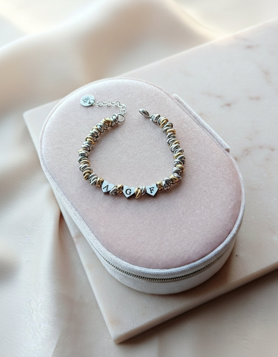 Bracciale nodini tre cuori PERSONALIZZABILE
