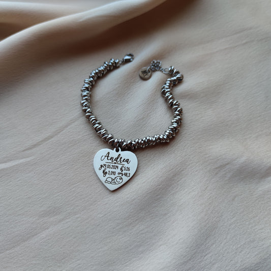 Bracciale cuore nascita PERSONALIZZABILE