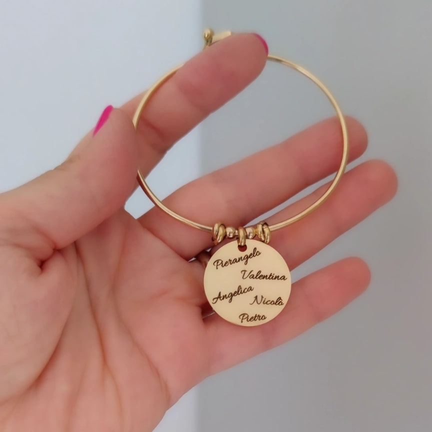 Bracciale placchetta tonda PERSONALIZZABILE