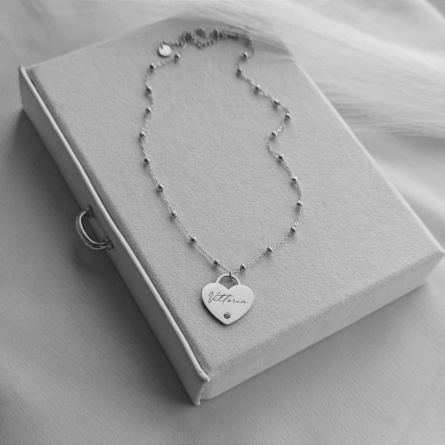 Collana Heart diamond silver PERSONALIZZABILE
