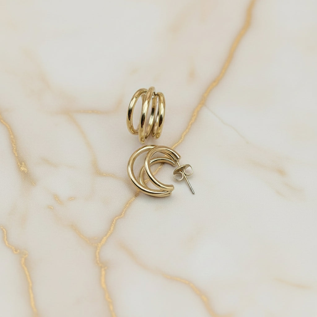Orecchini cerchietto tris gold
