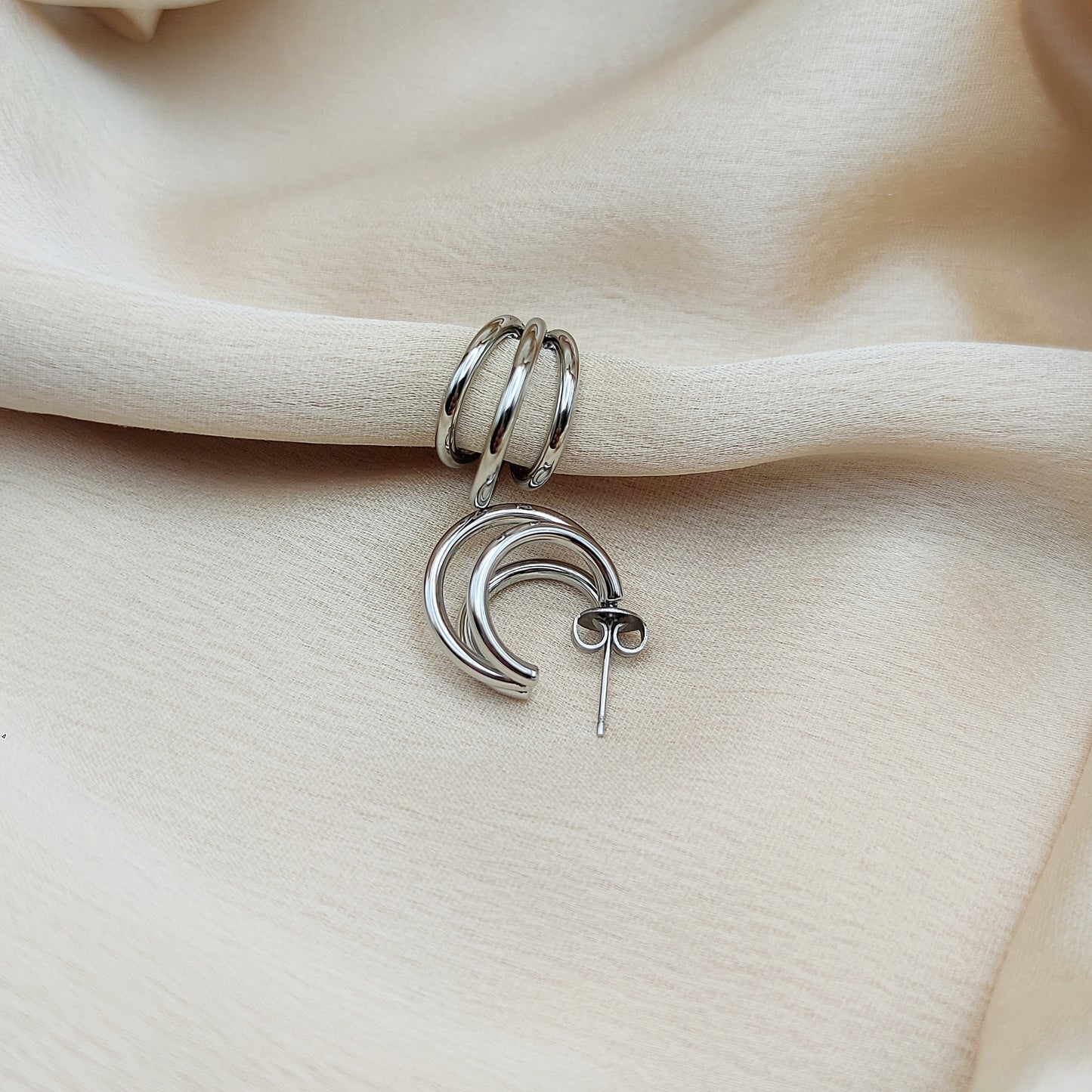 Orecchini cerchietto tris silver