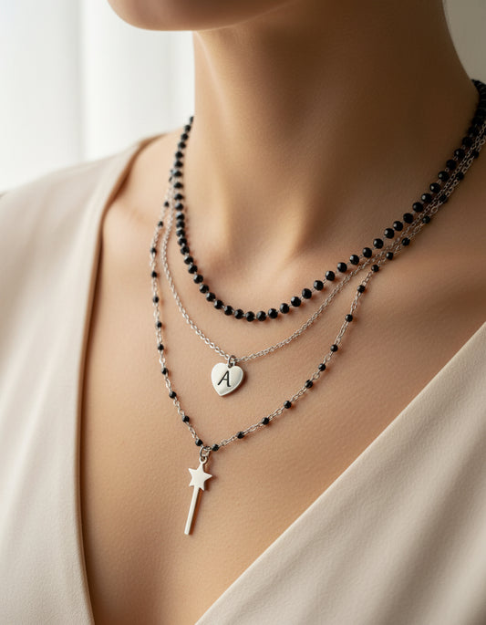 Collana tre fili cuore inciso PERSONALIZZABILE