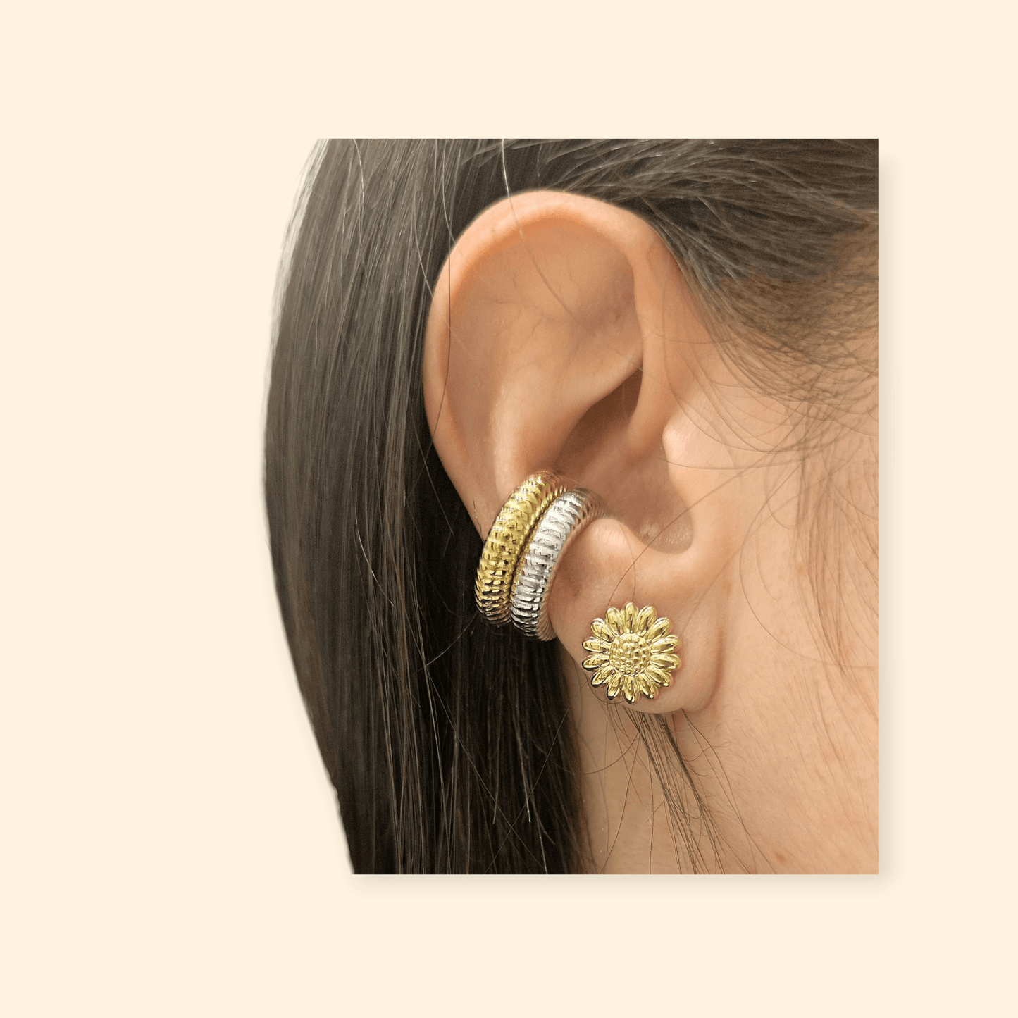 Earcuff tubolare lavorato silver