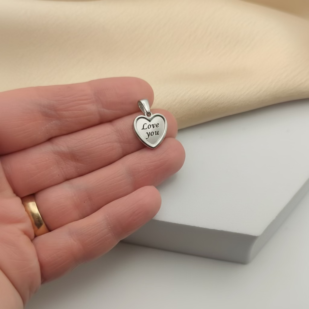 Ciondolo cuore cornice mini silver PERSONALIZZABILE