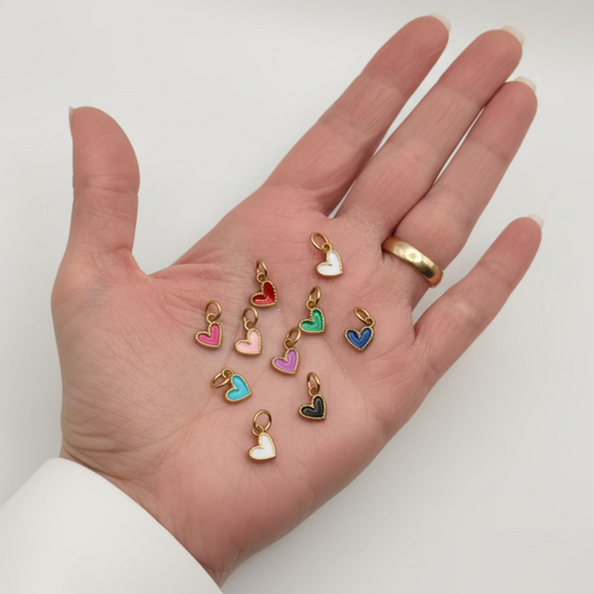 Ciondolo mini cuore smaltato gold