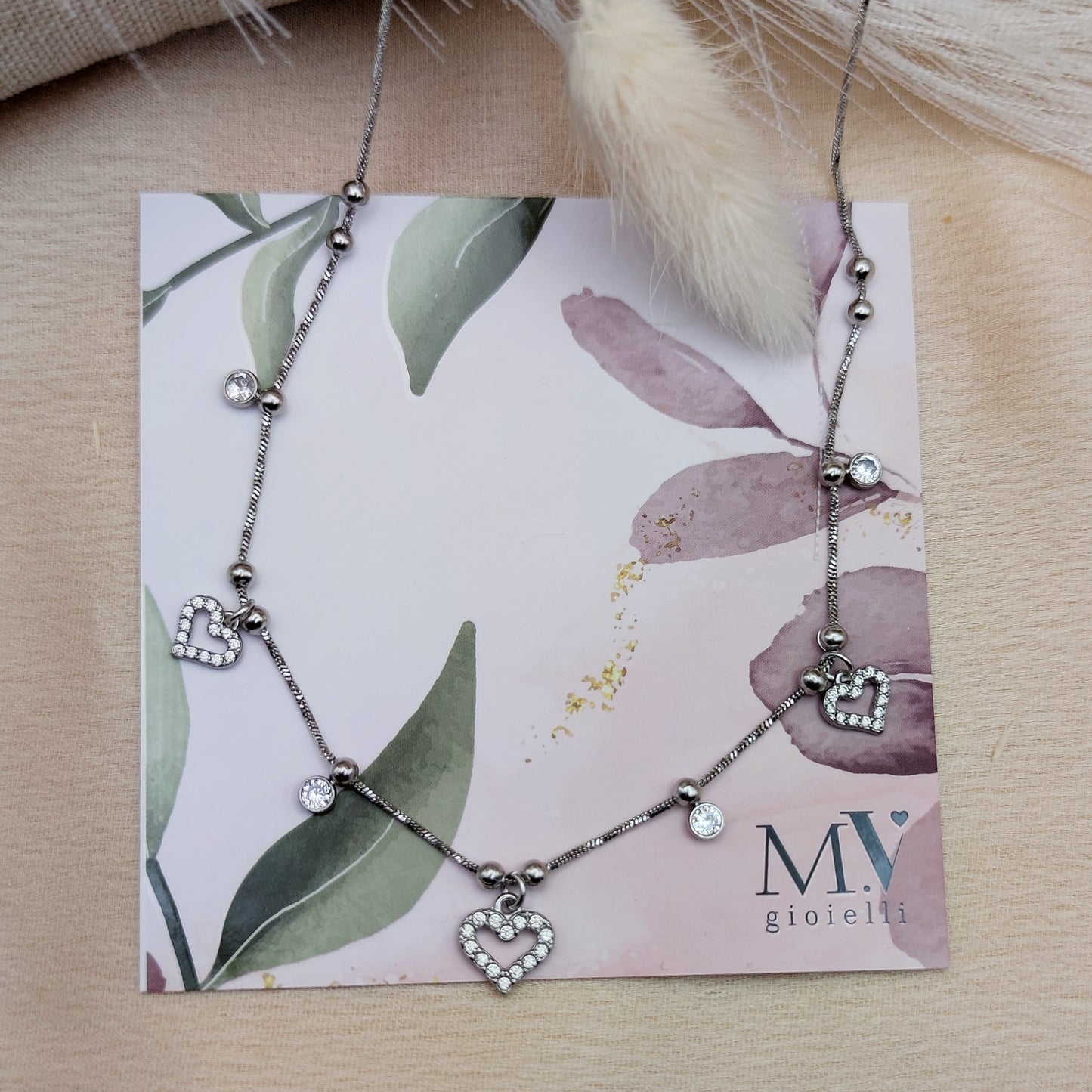 Collana cuori di luce silver