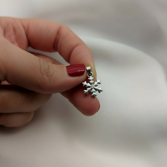 Ciondolo fiocco di neve acciaio argento