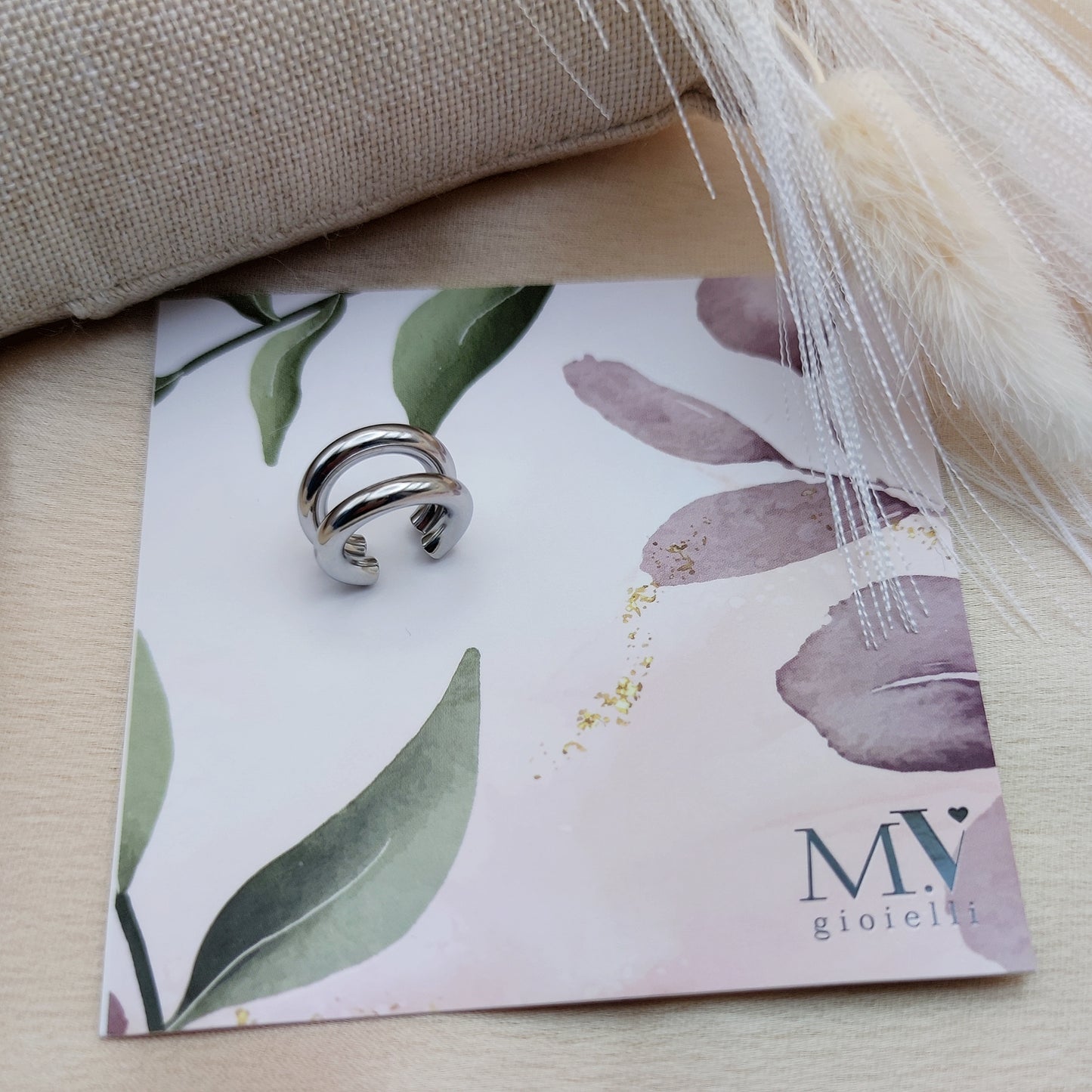 Earcuff tubolare duo silver