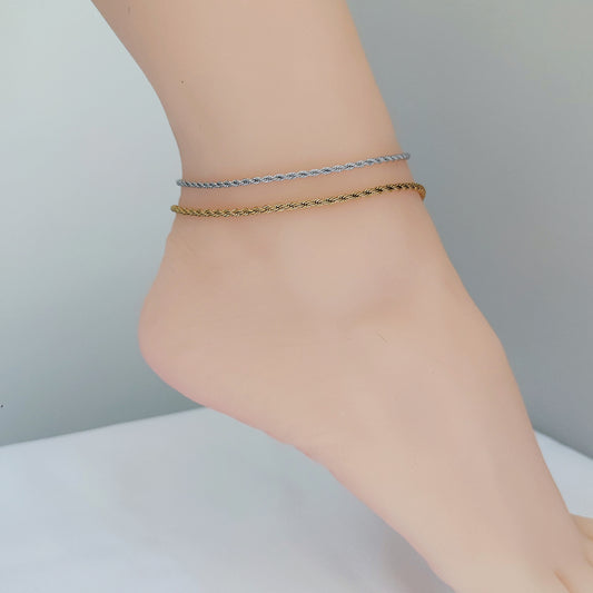 Cavigliera torcion silver