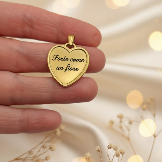 Ciondolo cuore cornice big gold PERSONALIZZABILE