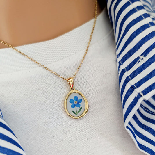 Collana fiore azzurro