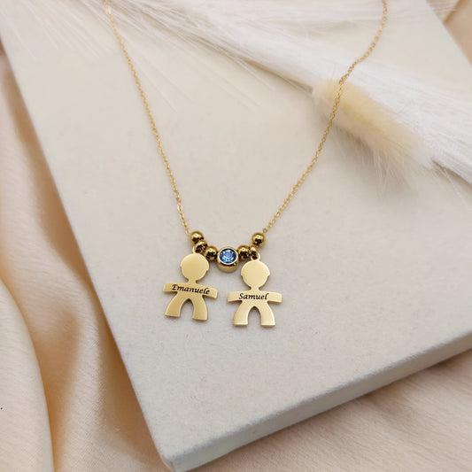 Collana due bebè punto luce