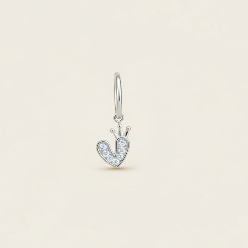 Charm cuore zirconia corona gold