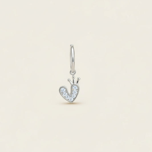 Charm cuore zirconia corona gold