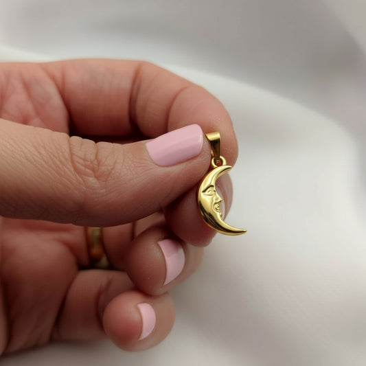 Ciondolo luna con volto acciaio