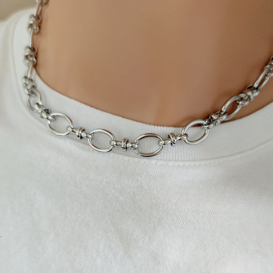 Collana ovale chic argento