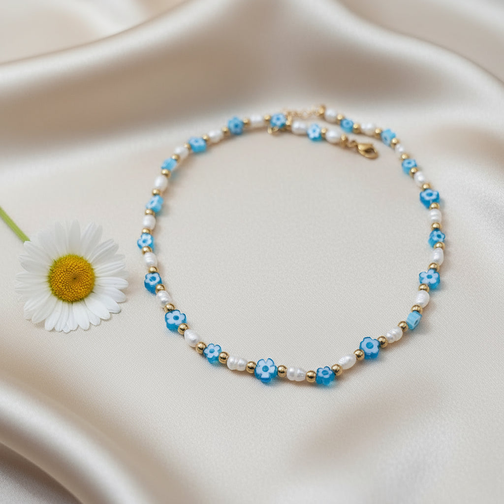 Collana margherita azzurra