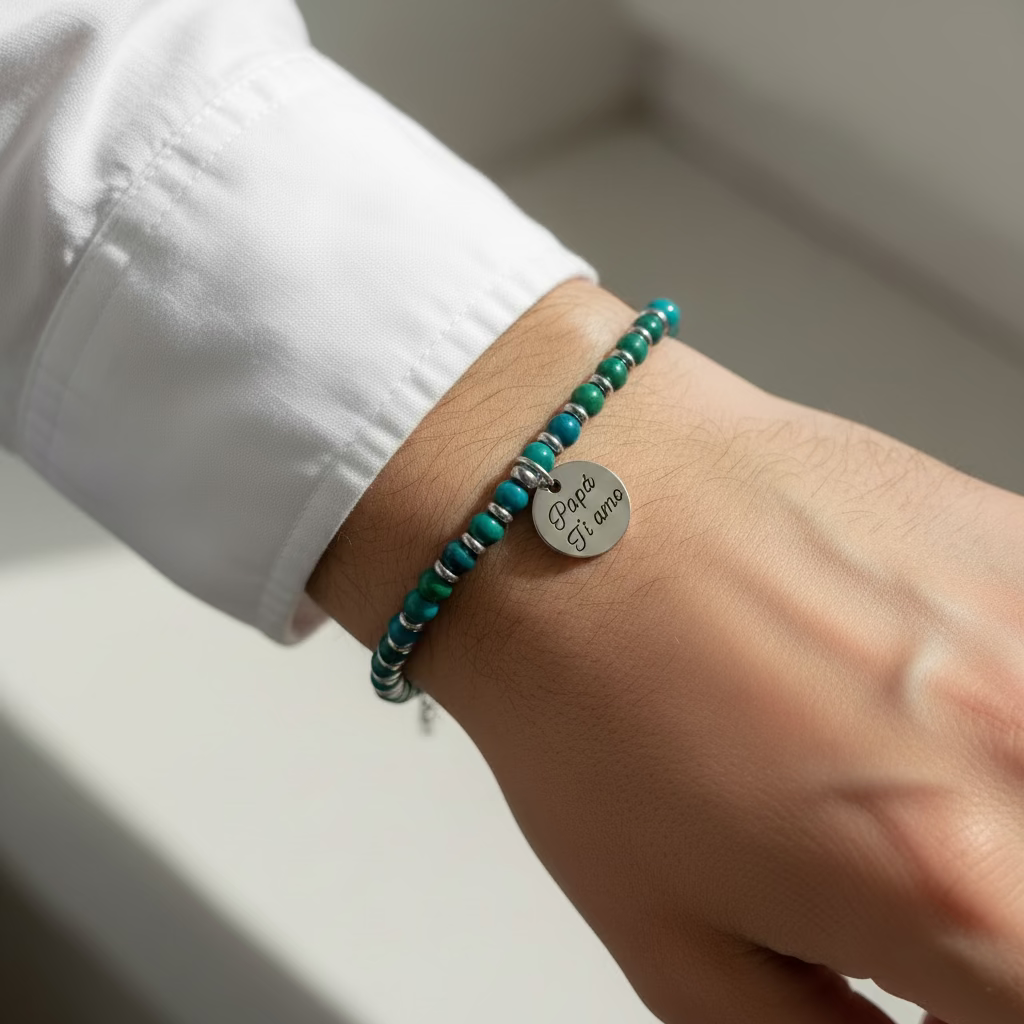 Bracciale pietre verde ottanio sfumato