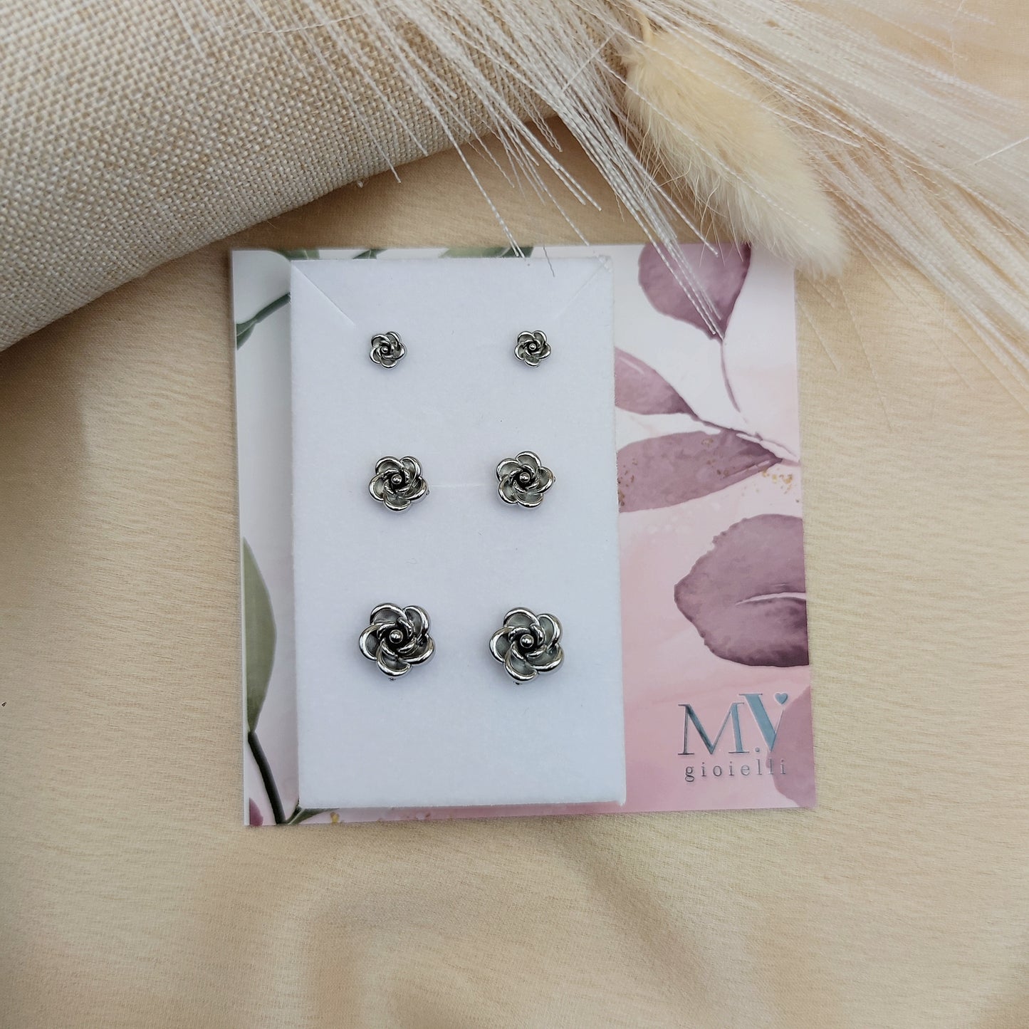Set orecchini rose silver