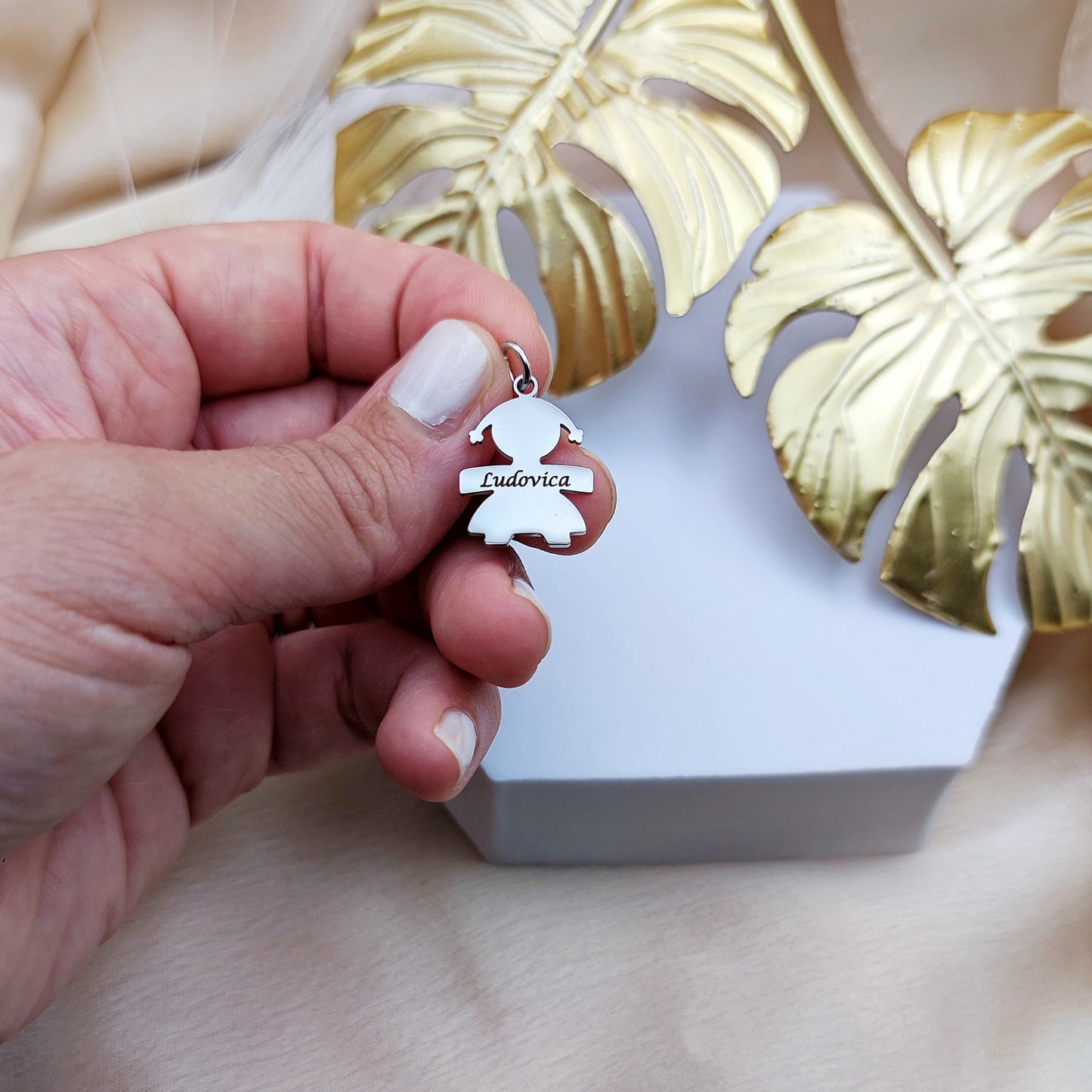 Ciondolo bebè femminuccia silver PERSONALIZZABILE